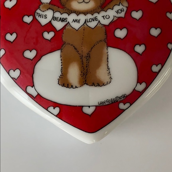 Vintage Lucy Rigg 1979 1980 Teddy Bear Heart Shaped Jewelry Box Valentine’s Day - Picture 6 of 10